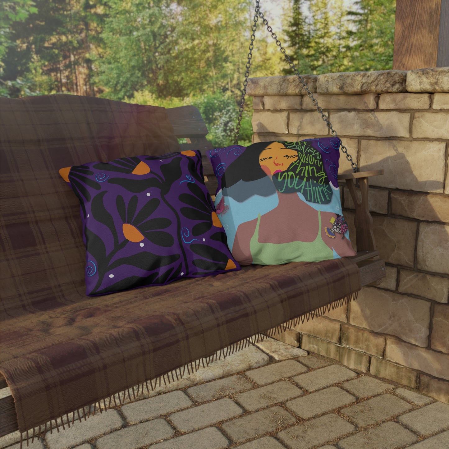 Orange Modflower Outdoor Pillows