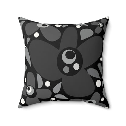 Black Pop Petal Party Faux Suede Square Pillow Success
