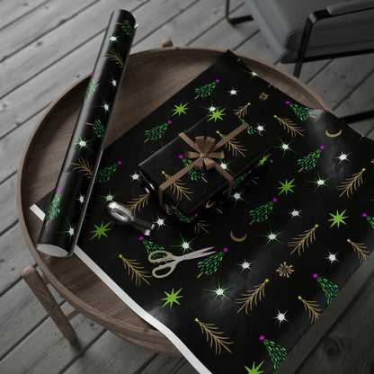 Gold Holiday Trees Wrapping Papers