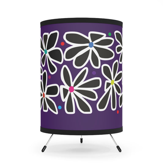 Purple Summer Flower Love Tripod Lamp with High-Res Printed Shade, US\CA plug