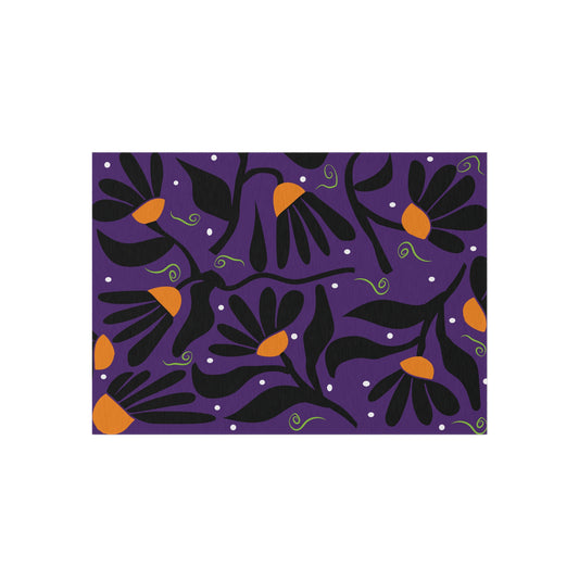 Orange Mod Flower Outdoor Rug