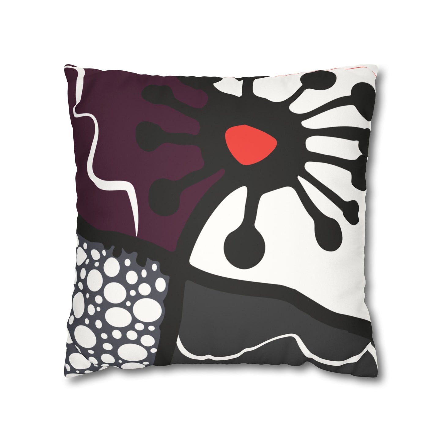 Flower Geometry Faux Suede Square Pillowcase