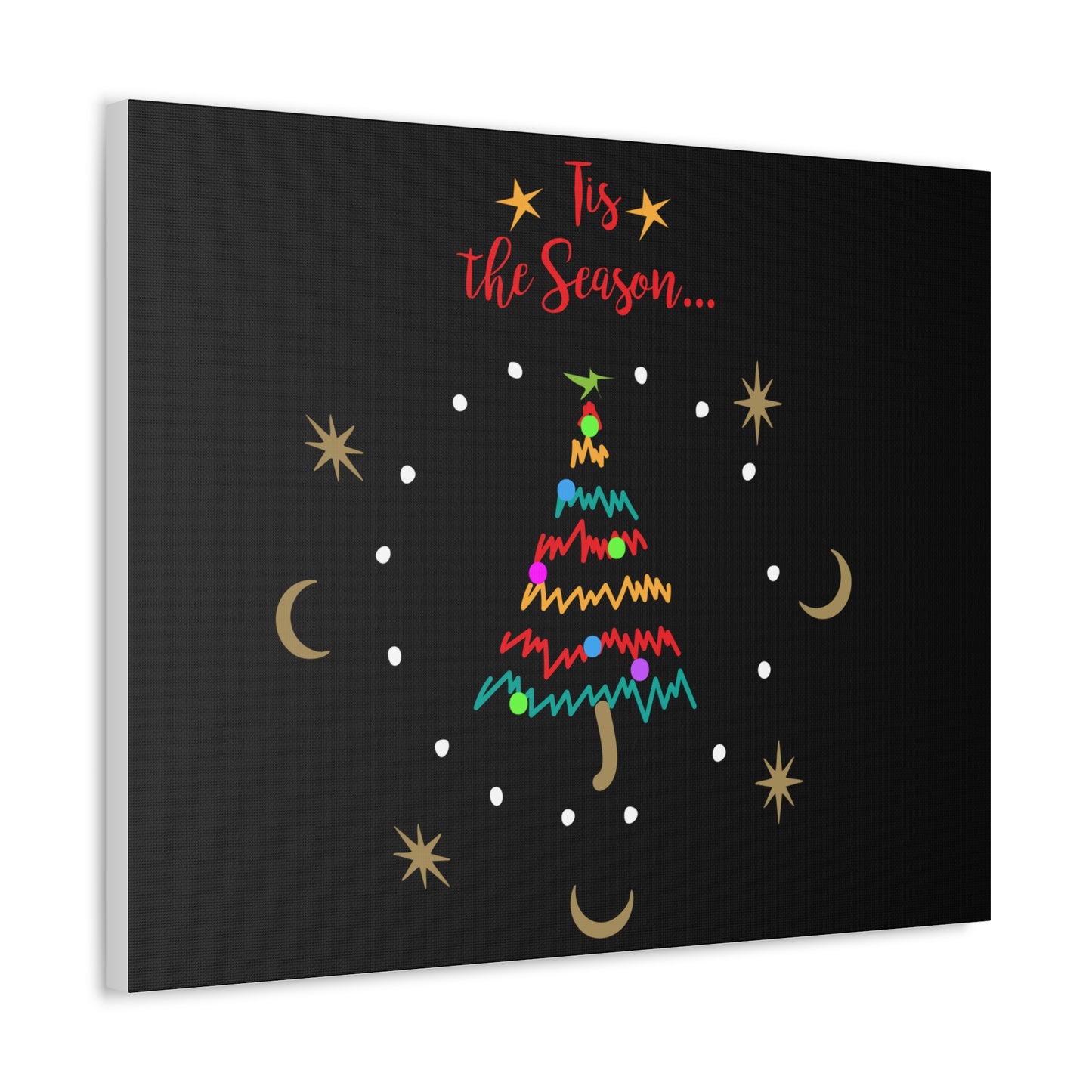 Tis the Season Funky Tree Stretched Canvas