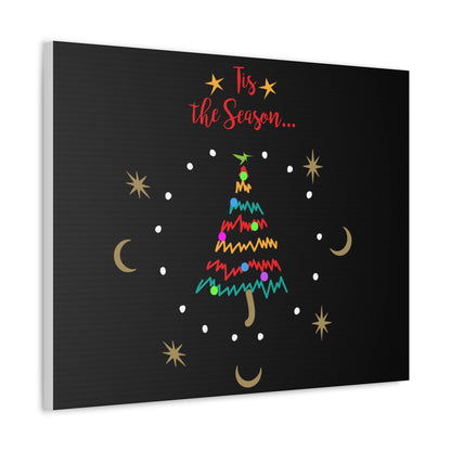 Tis the Season Funky Tree Stretched Canvas