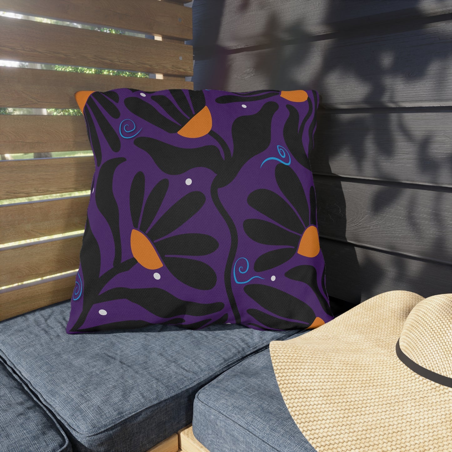 Orange Modflower Outdoor Pillows