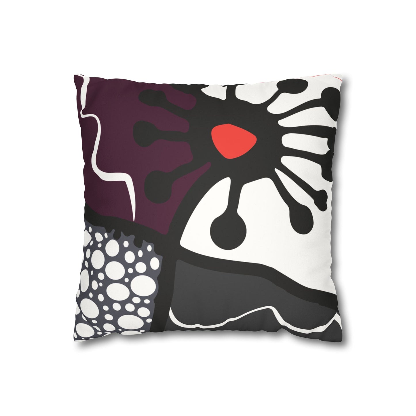 Flower Geometry Faux Suede Square Pillowcase