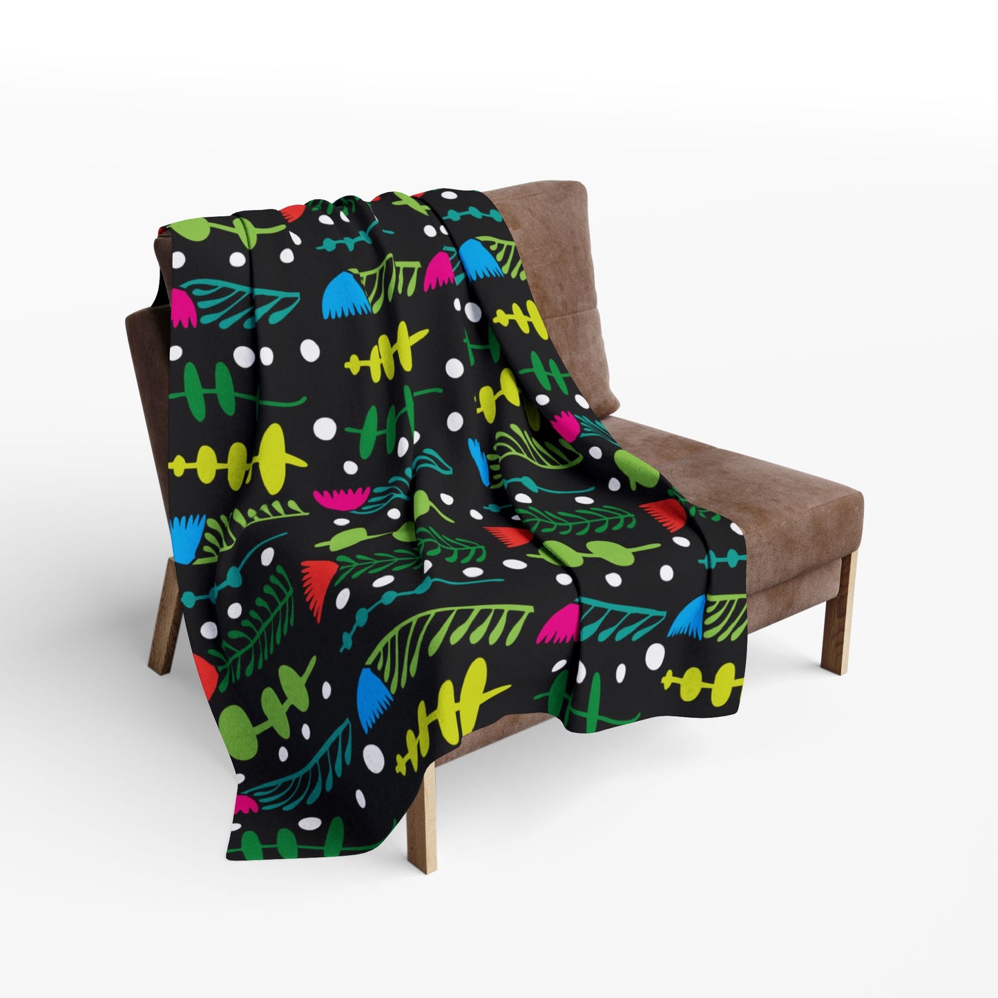 Black Groovy Garden Arctic Fleece Blanket