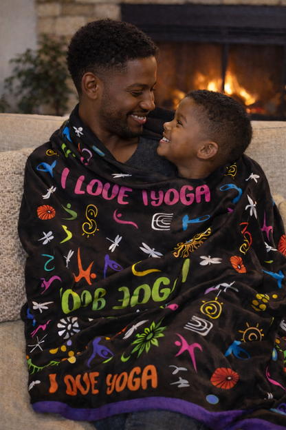 I Love Yoga Sherpa Fleece Blanket