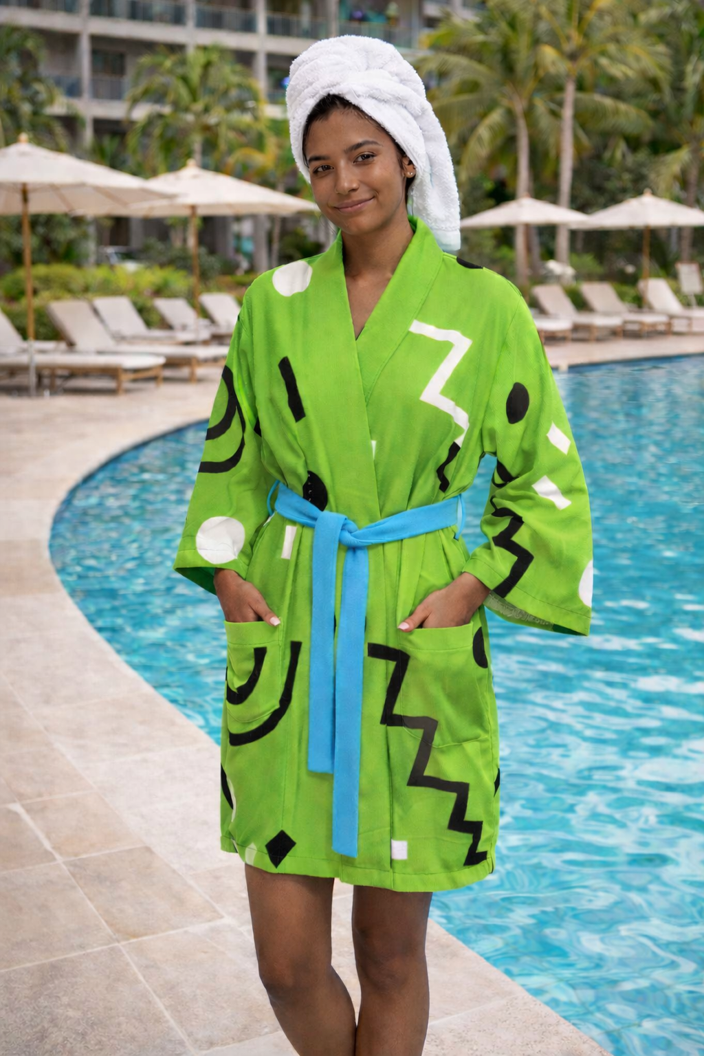 Lime Swirlverse Kimono Robe