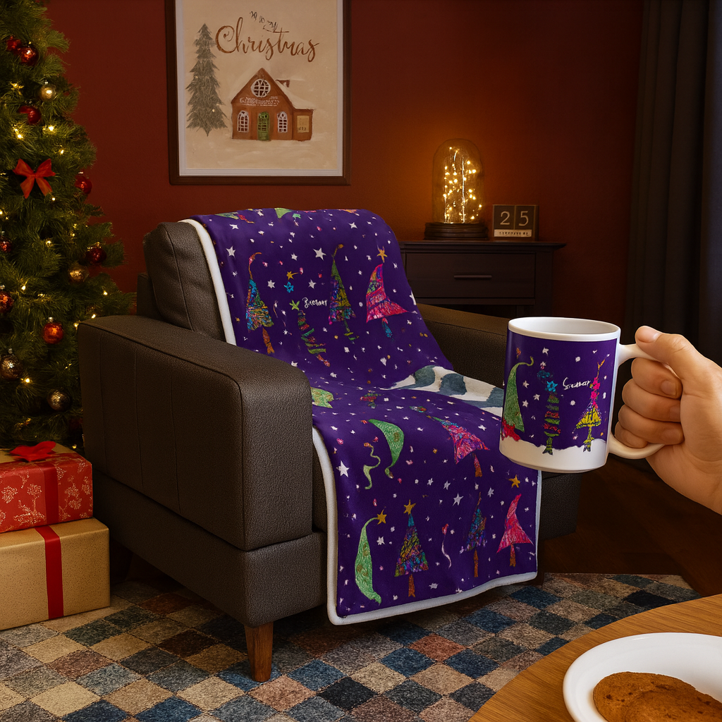 Holiday Trees  Plush Fleece Blanket