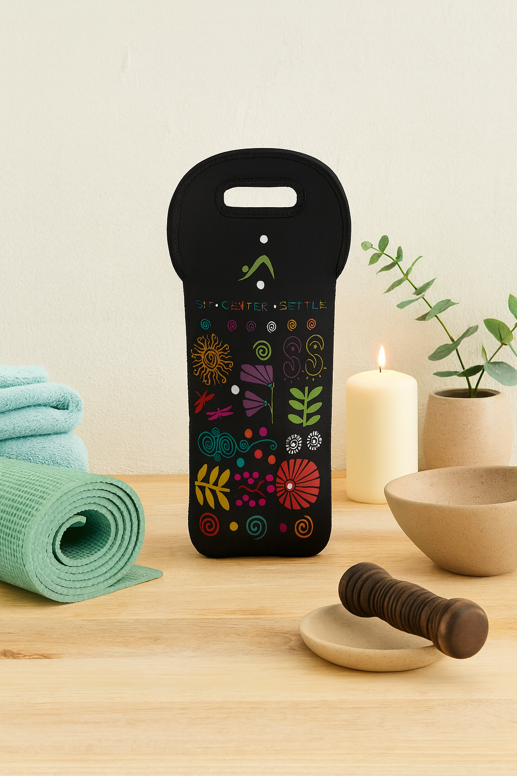 I Love Yoga Wine Tote Bag